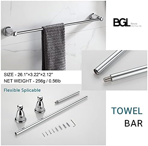 4-Piece Chrome Bathroom Set Premium Towel Bar Accessories