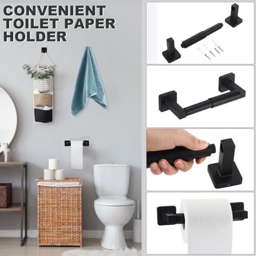 Stylish 15-Piece Bathroom Hardware Set Black Matte