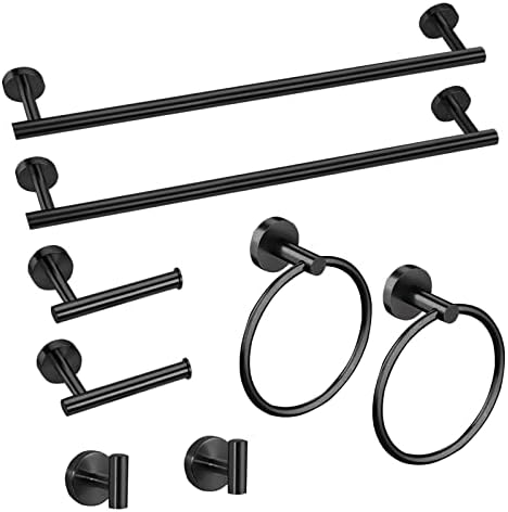 Cilee 8-Piece Matte Black Bathroom Hardware Set