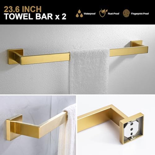 Gold-Tinted 5-Piece Towel Bar Set