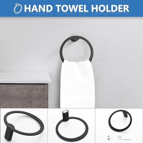 YUESIMATE 4-Piece Bathroom Hardware Set with Matte Black Finish