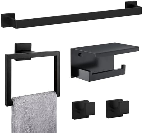 Sturdy Matte-Black Towel Bar Set