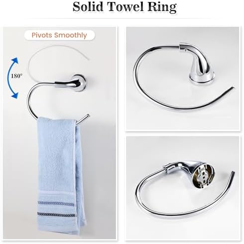 Adjustable 4-Piece Chrome Towel Holder Set