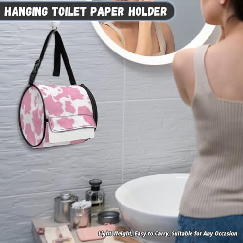 Stylish Pink Cow Print Toilet Paper Holder
