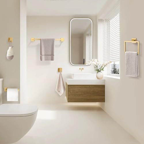 TURS Towel Bar Set - 5-Piece Stainless Steel Brushed Gold Bathroom Hardware Set