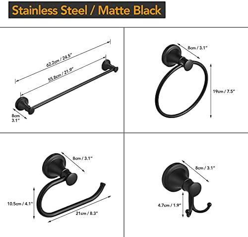 BESy Matte Black 4-Piece Bathroom Accessories Set