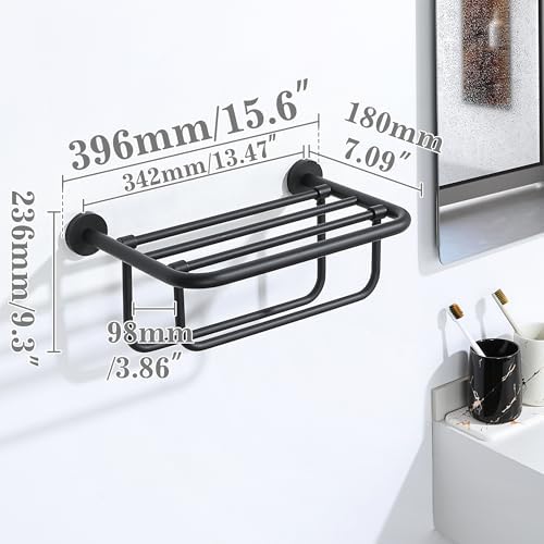 Premium Matte Black Towel Rack for Bathroom Storage