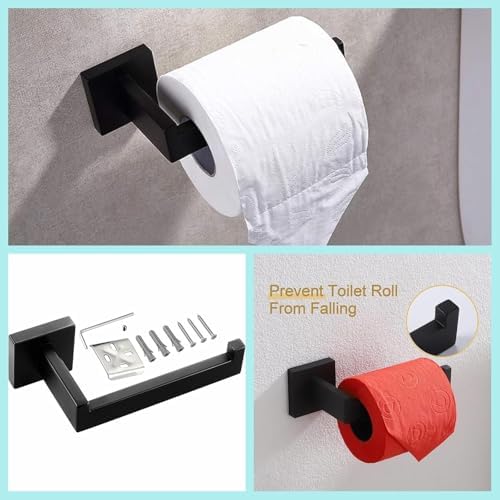Ergonomic 4-Piece Bathroom Hardware Set Matte Black Perfect for Home Use