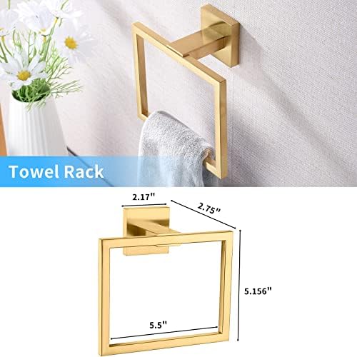 5-Piece Gold Trimmed Stainless Steel Bathroom Towel Rohex Rack Set
