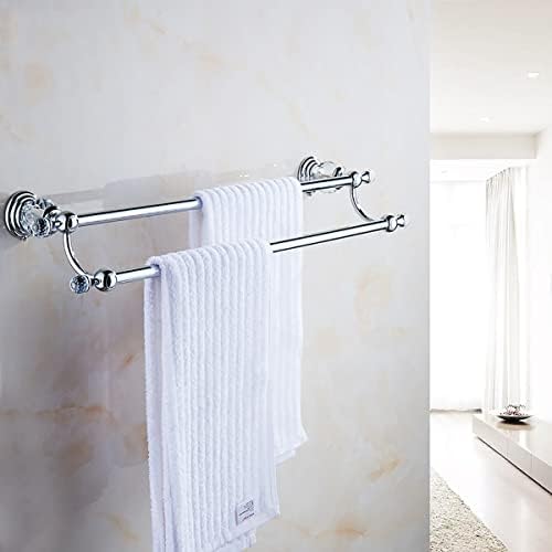 AnnBKA Towel Bar Crystal Double Towel Holder Space-Saving Towel Rack