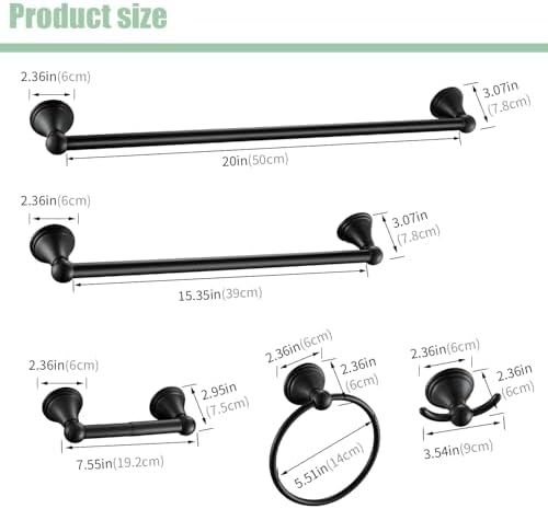 5-Piece Bathroom Accessory Set Modern Bath Hardware Space-Saving Design