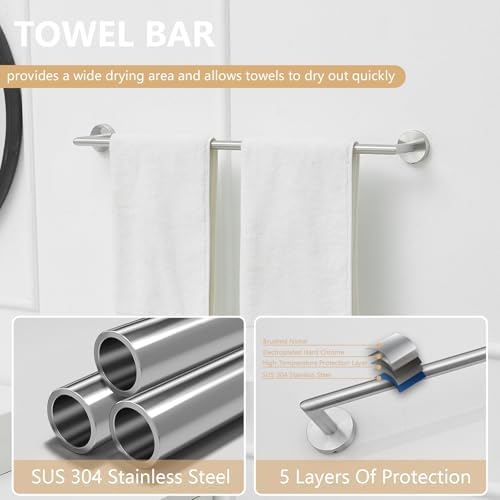 5-Piece Stainless Steel Towel Bar Set with Brushed Nickel Finish