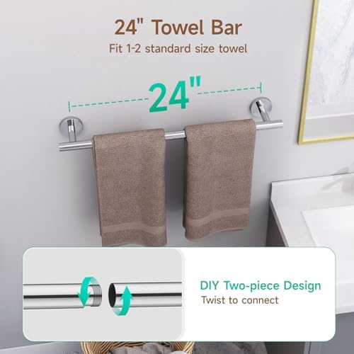 Sturdy Chrome Towel Bar Set for Bathroom
