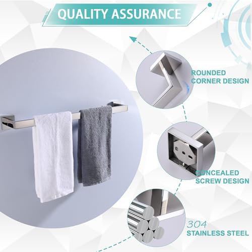 Sturdy Stainless Steel Towel Bar for Bathroom 24-Inch