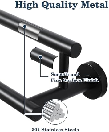 Alise Double Bath Towel Bars for Bathroom Matte Black