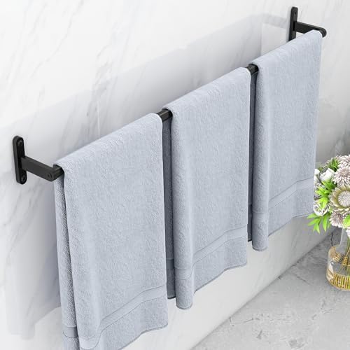 30-Inch Black Towel Bar for Bathroom Wall
