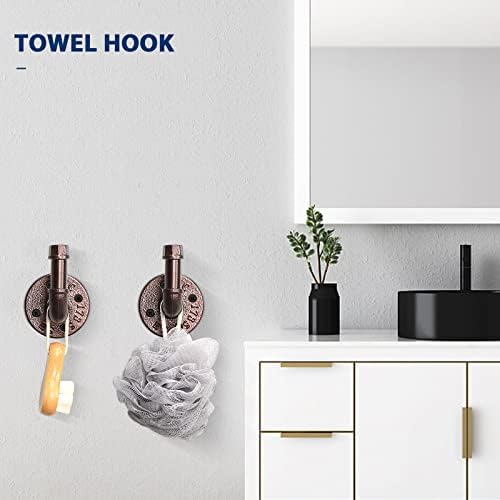NearMoon 5-Piece Industrial Pipe Bathroom Hardware Set Bronze 18 Towel Bar Included