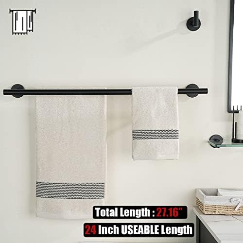JQK 5-Piece Bath Set 24-inch Towel Bar Mat Black