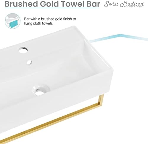 22 Wall-Mounted Bathroom Sink with Gold Finish Towel Bar