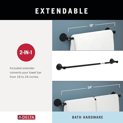 Space-Saving Towel Bar with Extendable Surface Rust-Resistant Finish