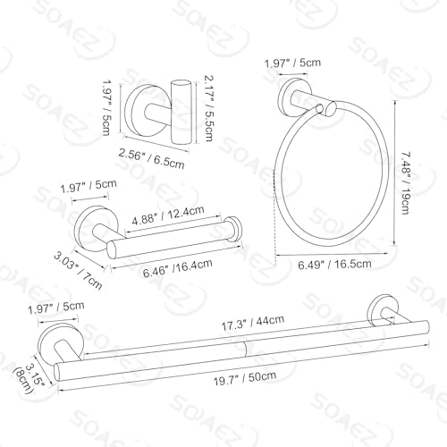4-Piece Matte Black Towel Bar Set for the Bathroom