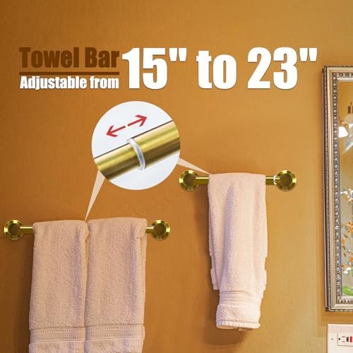 Stylish 5PCS Brushed Gold Bathroom Accessories Set - Elegant Towel Bar More