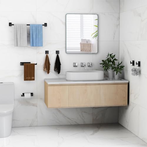 XEENEW 7-Piece Bathroom Hardware Set 24IN Matte Black towel bar