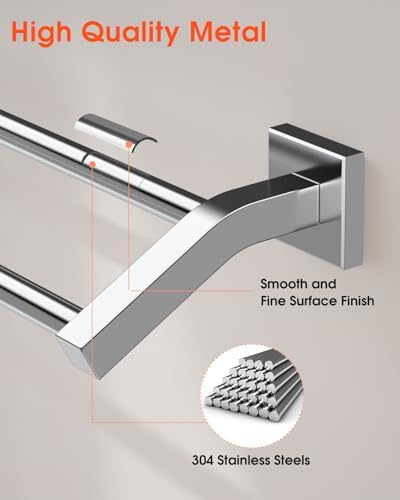 Sturdy Stainless Steel Towel Bar Double Hanging with Chrome Finish