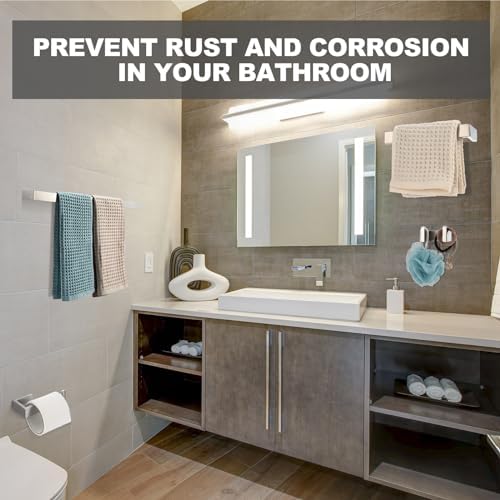 8-Piece Stainless Steel Bathroom Hardware Set Modern Design Silver Finish