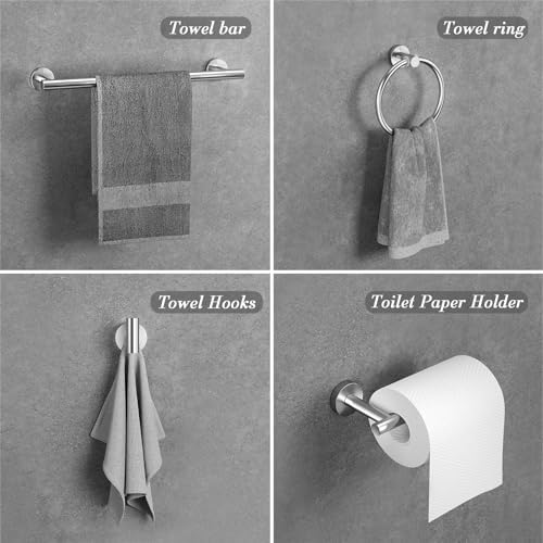 Bathroom Hassle-Free Kit 16-Piece Round Brushed Nickel Towel Hook Set