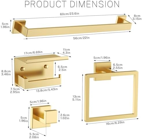 Bathroom Towel Bar Set Updated Look Gold-Tonish Finish
