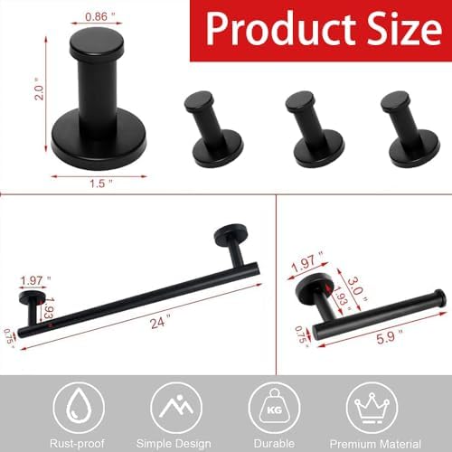 Vanloory 6-Piece Towel Bar Set for Bathroom