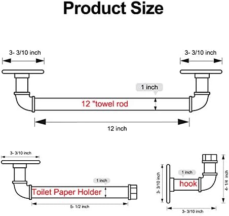 HouseAid 3-Piece Rustic Steel Towel Bar Set