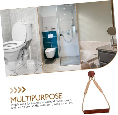 Stylish Wall-Mounted Toilet Tissue Organizer with Rustic Rope Design Easy to Install