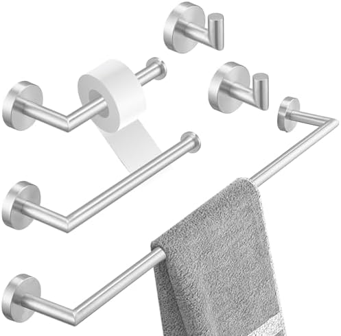 5-Piece Stainless Steel Towel Bar Set with Brushed Nickel Finish