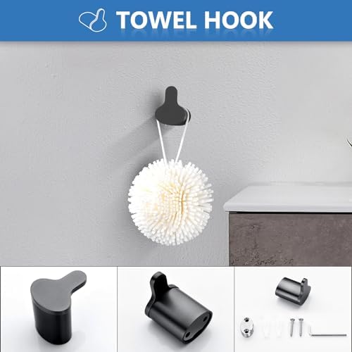YUESIMATE 4-Piece Bathroom Hardware Set with Matte Black Finish