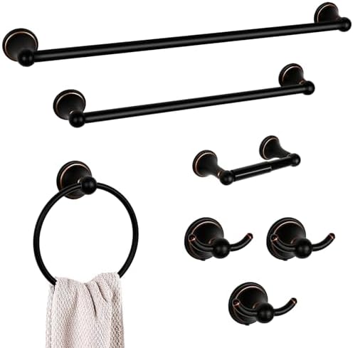 7-Piece Bathroom Hardware Set Matte Black Aluminum Stainless Steel Bathroom Set