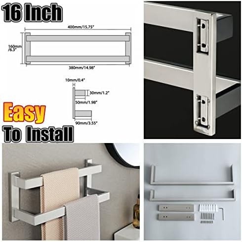 Alise Bath Double Towel Bars Black Stainless Steel Towel Holder for Bathroom