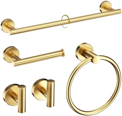 Modern 5-Piece Gold Towel Bar Set