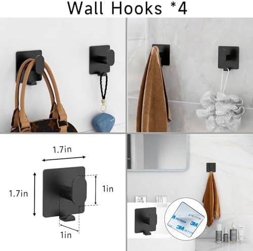 XEENEW 7-Piece Bathroom Hardware Set 24IN Matte Black towel bar