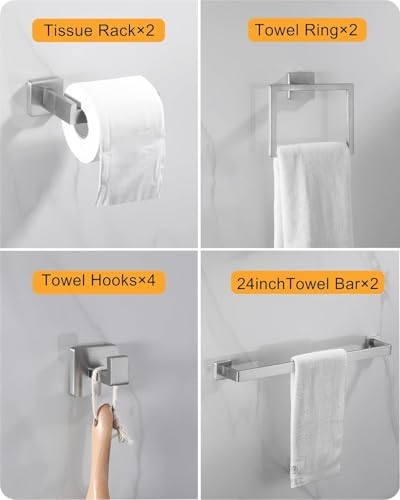 OStarvel 10-Piece 24-Inch Towel Bar Set Brushed Nickel