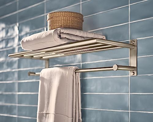 24-Inch Towel Storage with Bar Brushed Nickel