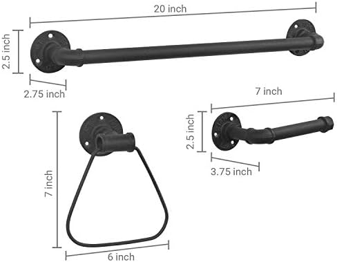 Versatile 3-Piece Bathroom Hardware Set with Matte Black Finish