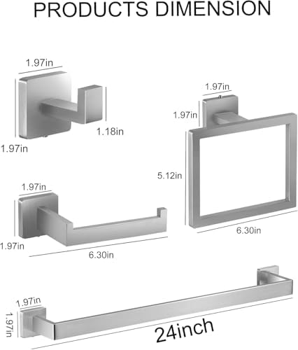 OStarvel 10-Piece 24-Inch Towel Bar Set Brushed Nickel