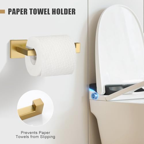 TURS Towel Bar Set - 5-Piece Stainless Steel Brushed Gold Bathroom Hardware Set