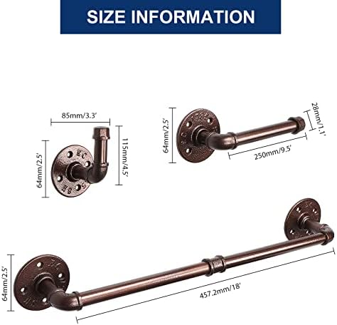 NearMoon 5-Piece Industrial Pipe Bathroom Hardware Set Bronze 18 Towel Bar Included