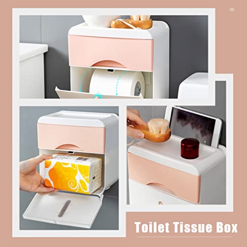 FOMIYES Bathroom Storage Box No Punching Organizer with Wall Holder