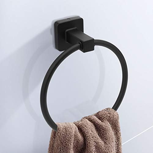 HUOSUC Matte Black Bathroom Hardware Set 4 Pieces - Durable Towel Bar Holder