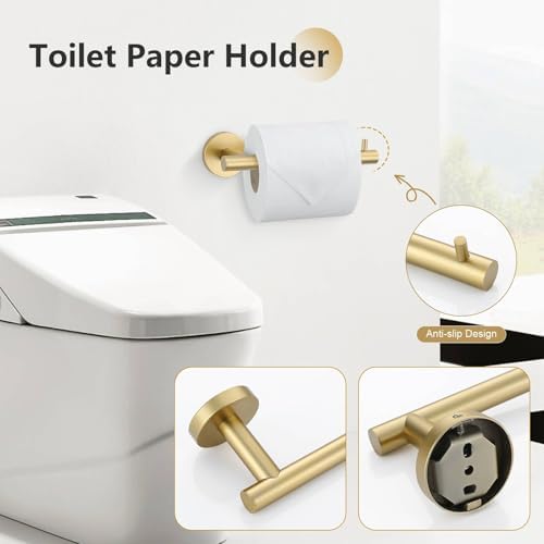 5-Piece Gold Brushed Towel Bar Set