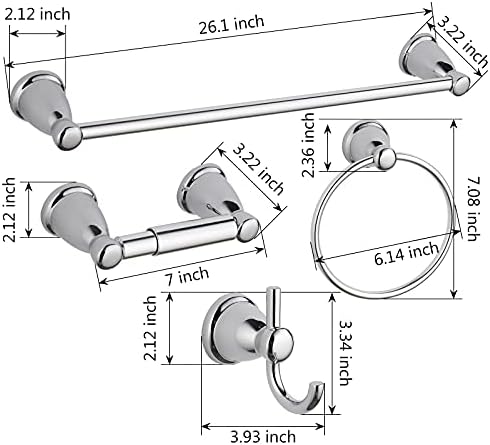 4-Piece Chrome Bathroom Set Premium Towel Bar Accessories